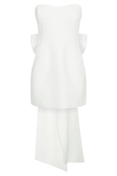 Meredith Strapless Bow Mini Dress - White